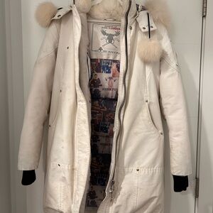 Moose Knuckle Limited Edition Swarovski Collab Women's White Parka Coat